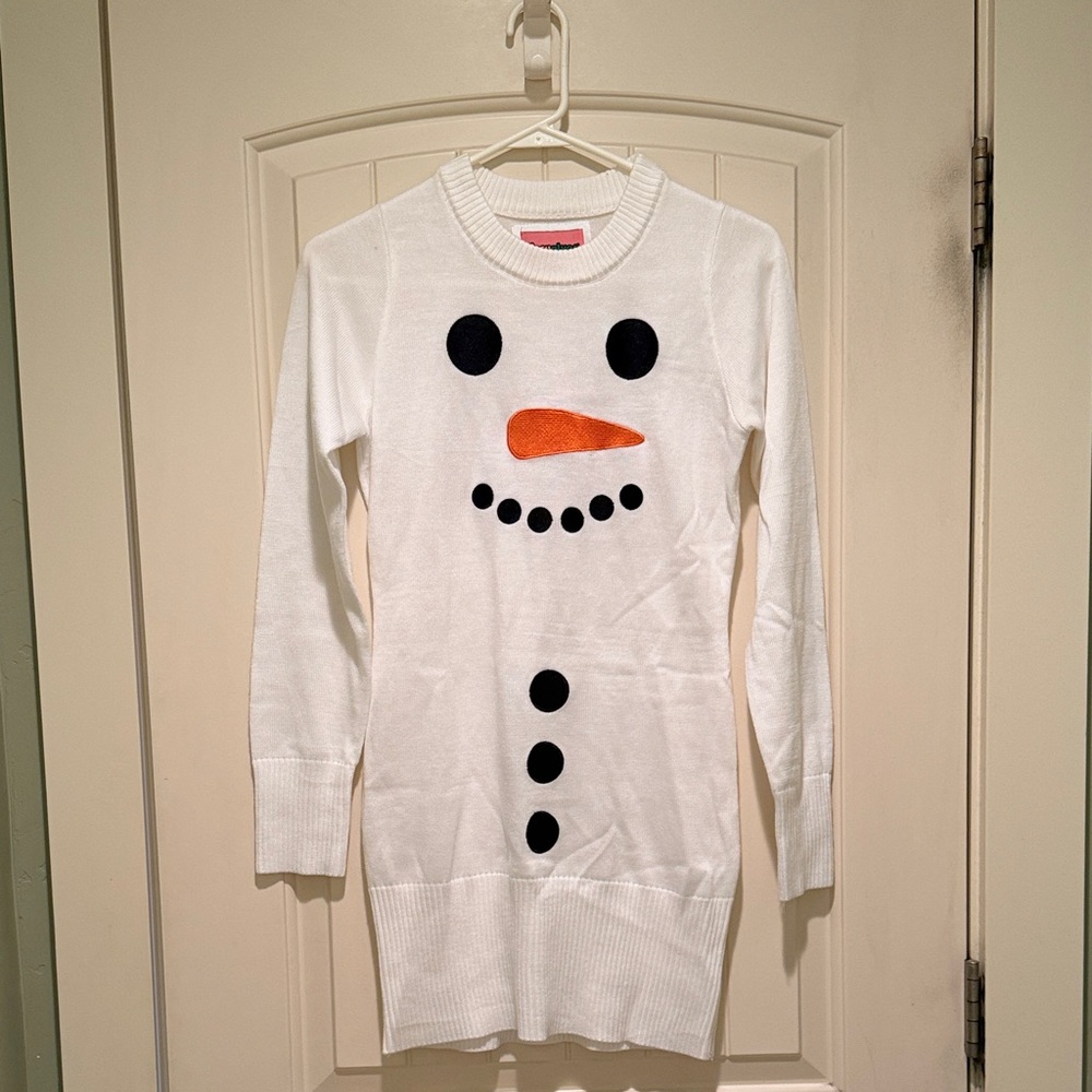 NWOT Tipsy Elves Snowman White Sweater Dress
